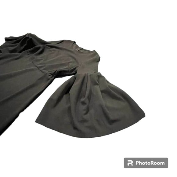 Flattering A-line Midi Little Black Dress with Flouncy Sleeves - Picture 9 of 16